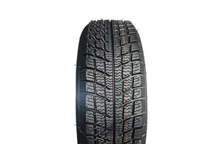 EMMO 12-inch mobility scooter tire side view highlighting nylon cord build, reinforced shoulders, and thick rubber layers for dependable strength and quiet comfort during cold-weather rides