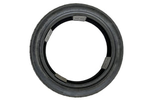 EMMO high-performance 120/80-16 ebike tire displayed on modern electric motorcycle, emphasizing quiet rolling, sleek appearance, and consistent comfort for long-distance urban travel