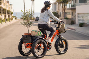 OIIOS TrioX helps riders carry groceries with three wheel confidence.