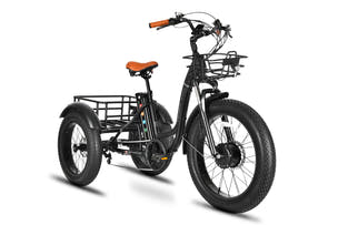 EMMO Trobic Pro Electric Tricycle Black electric tricycle with rear differential system for smoother, more stable cornering.
