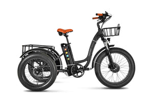 EMMO Trobic Pro Electric Tricycle Ergonomic flip-up spring seat ensures comfort, easy battery access, and shock absorption.