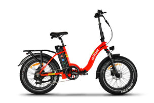 Oiios Electo Electric Bike step-thru frame, 20 inch fat tire, all terrain ebike, winter riding, snow path, Canadian streets, cold weather, foldable design, thick tires, stable traction, electric bicycle, outdoor commute, icy conditions, urban winter, rugged performance