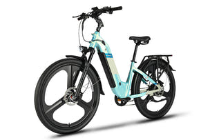 EMMO Pulse Pro Chameleon Blue commuter ebike with Bluetooth color display and turn-by-turn navigation.