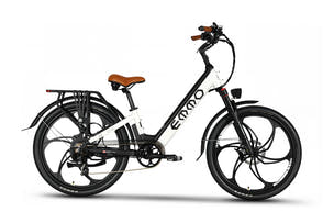vmo pro Low seat ebike design with quick-release adjustable handlebar for multiple rider heights.