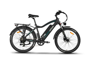 oiios Hydraulic Disc Brakes ebike comfortable commuter ebike, ergonomic posture, front suspension absorb, daily city ride, paved paths, relaxed pedaling, smooth stops, 7 speed shifting, lightweight feel, SafeGuard battery safety, stable tires, quiet motor, intuitive screen, reliable braking, everyday comfort
